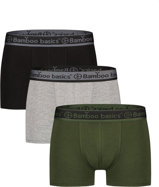 Comfortabel & Zijdezacht Bamboo Basics Liam - Bamboe Boxershorts Heren (Multipack 3 stuks) - Onderbroek - Ondergoed - Zwart, Army & Grijs - XXL