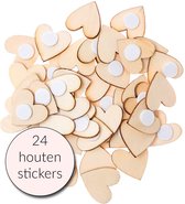 3D Stickers Naturel Hartjes van Hout | 24 Houten Stickers Naturel Hart | Knutselstickers, Cadeaustickers, Sluitzegels | Stickers voor Zelfgemaakte Kaarten | Valentijn, Liefde | Envelopstickers, Kadostickers | Knutselen Meisjes | Kaarten Maken