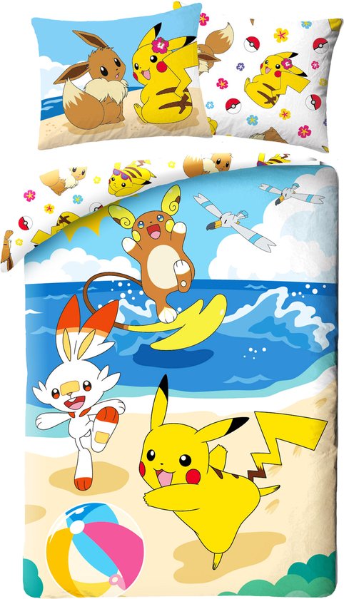 Pokémon Dekbedovertrek Pokemon Beach 140 X 200 Cm (70 X 90 Cm)