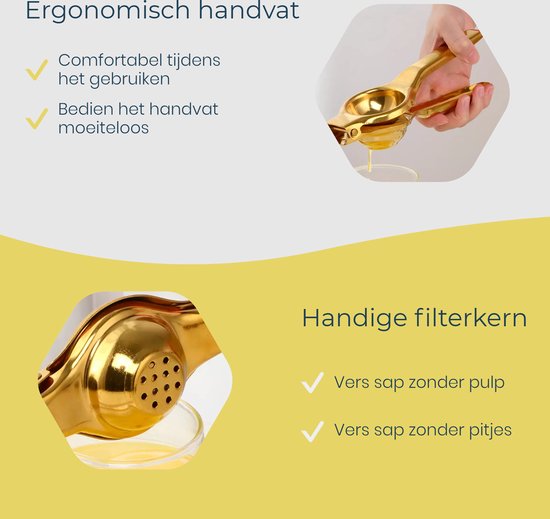 Handmatige citruspers - Citroenpers - Citruspers handmatig - Handpers - Goud - PALMS — afbeelding 4