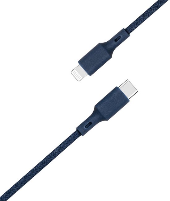 Ecologische lightning-kabel intensiteit 3A 2m Recyclebaar Just Green blauw