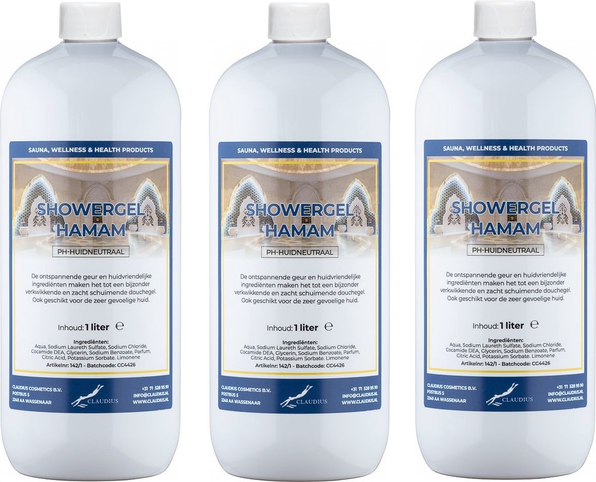 Goedkoopste Douchegel Hamam 1 liter - set van 3 stuks - Showergel