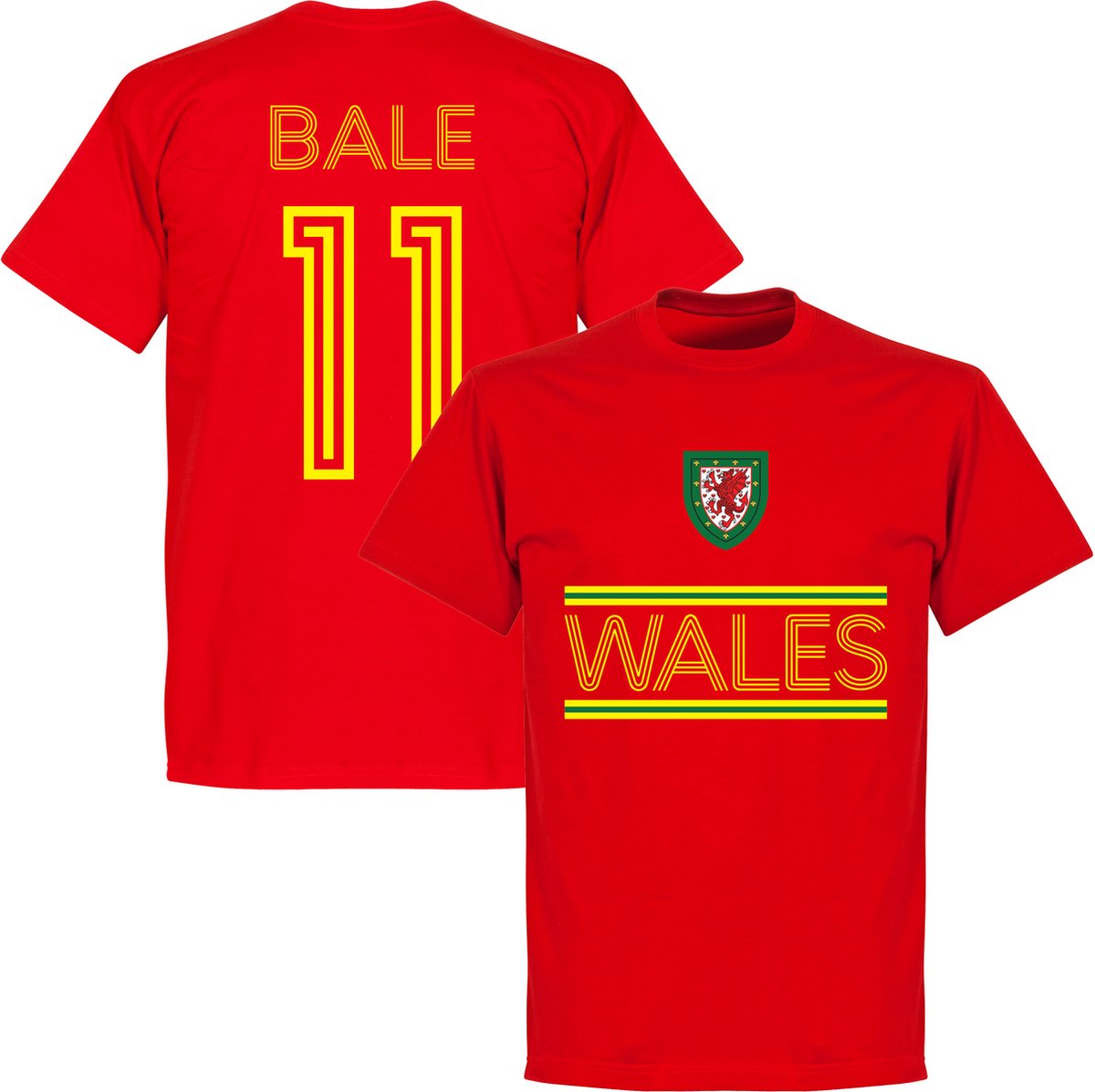 Wales Bale 11 Retro T-Shirt - Rood - Kinderen - 98