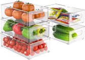 Organisateur de koelkast - Plateaux de réfrigérateur - Organisateur de tiroir - Boîtes de rangement - Organisateur de Cuisine - Boîtes de Boîtes de rangement - Boîte de rangement - Transparent - Empilable - LOT DE 5