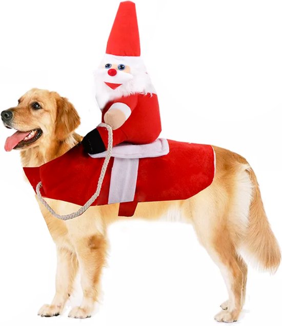 Kerstpakje Hond - Maat M - Hondenkostuum Kerstman op Rug - Hondenpakje Kerst - Kerstpak voor Honden en Katten - Honden Verkleed Kostuums - Kerstkostuum - Hondenkleding