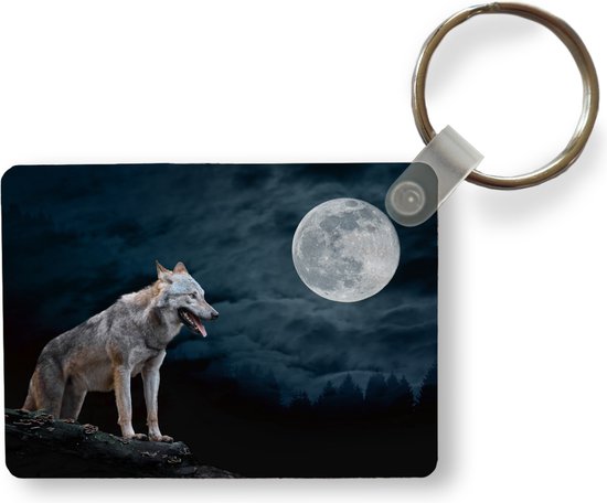 Promotech Heulender Wolf Schlüsselanhänger – Flacher Schlüsselanhänger aus Epoxidharz und Metall, dekorativer Anhänger für Kinder und Erwachsene, robust und stilvoll
