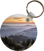 Porte-clés - Montagnes - Soleil - Forêt - Paysage - Plastique - Rond - Cadeaux à distribuer