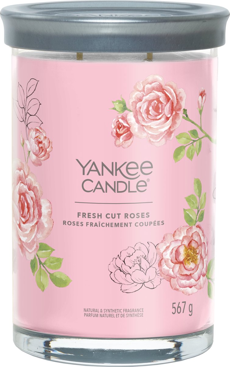 Yankee Candle Fresh Cut Roses Large Tumbler Geurkaars - 100 branduren - twee lonten Roze