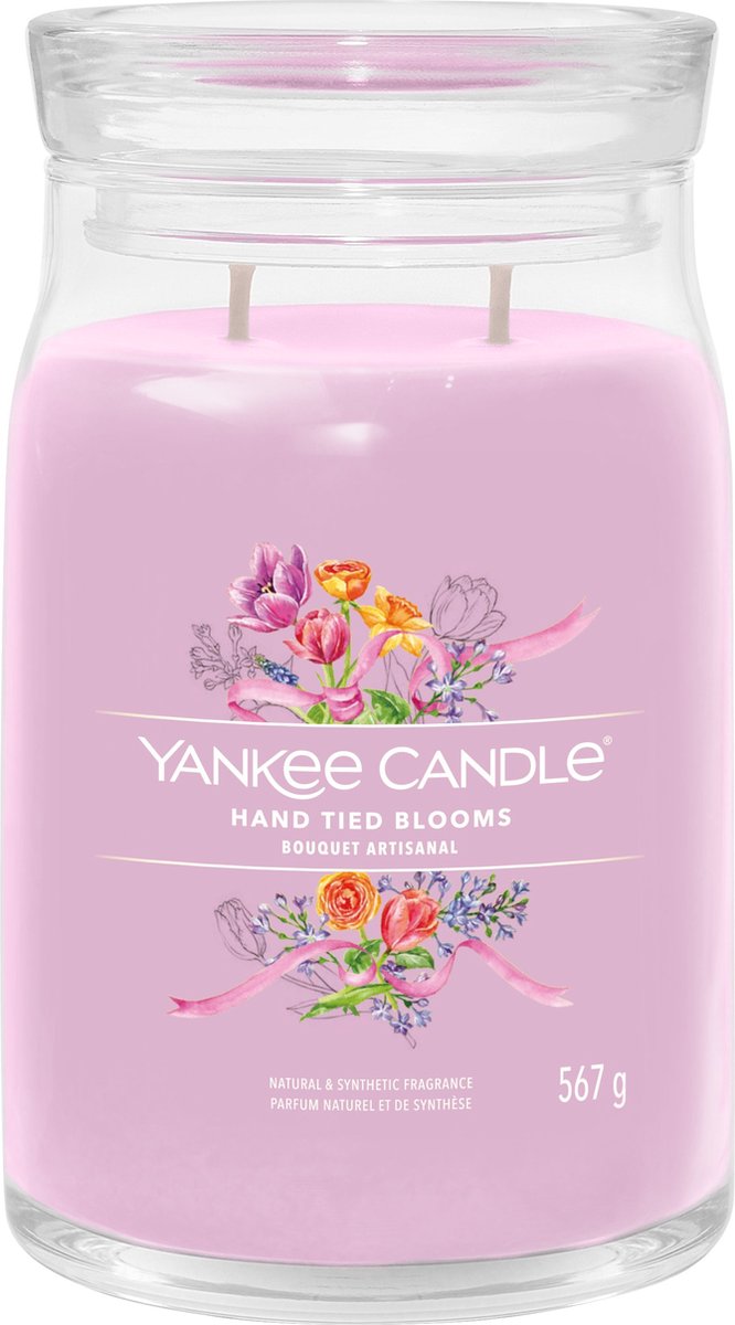Yankee Candle Hand Tied Blooms Large Jar Geurkaars - 90 branduren - twee lonten Roze