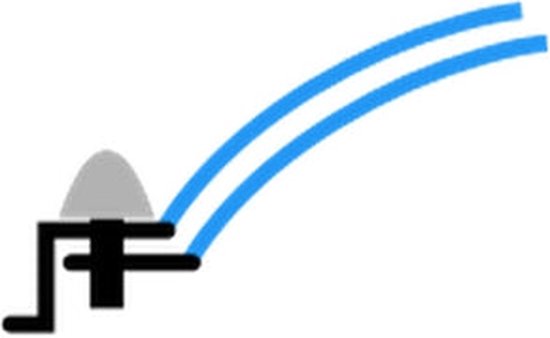 Dessin technique d'une coupole d'éclairage avec des lignes bleues.