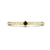 Schitterende 14 Karaat Gouden Ring Zwart en Wit Zirkonia 17.75 mm. (maat 56)|Verlovingsring| Aanzoek