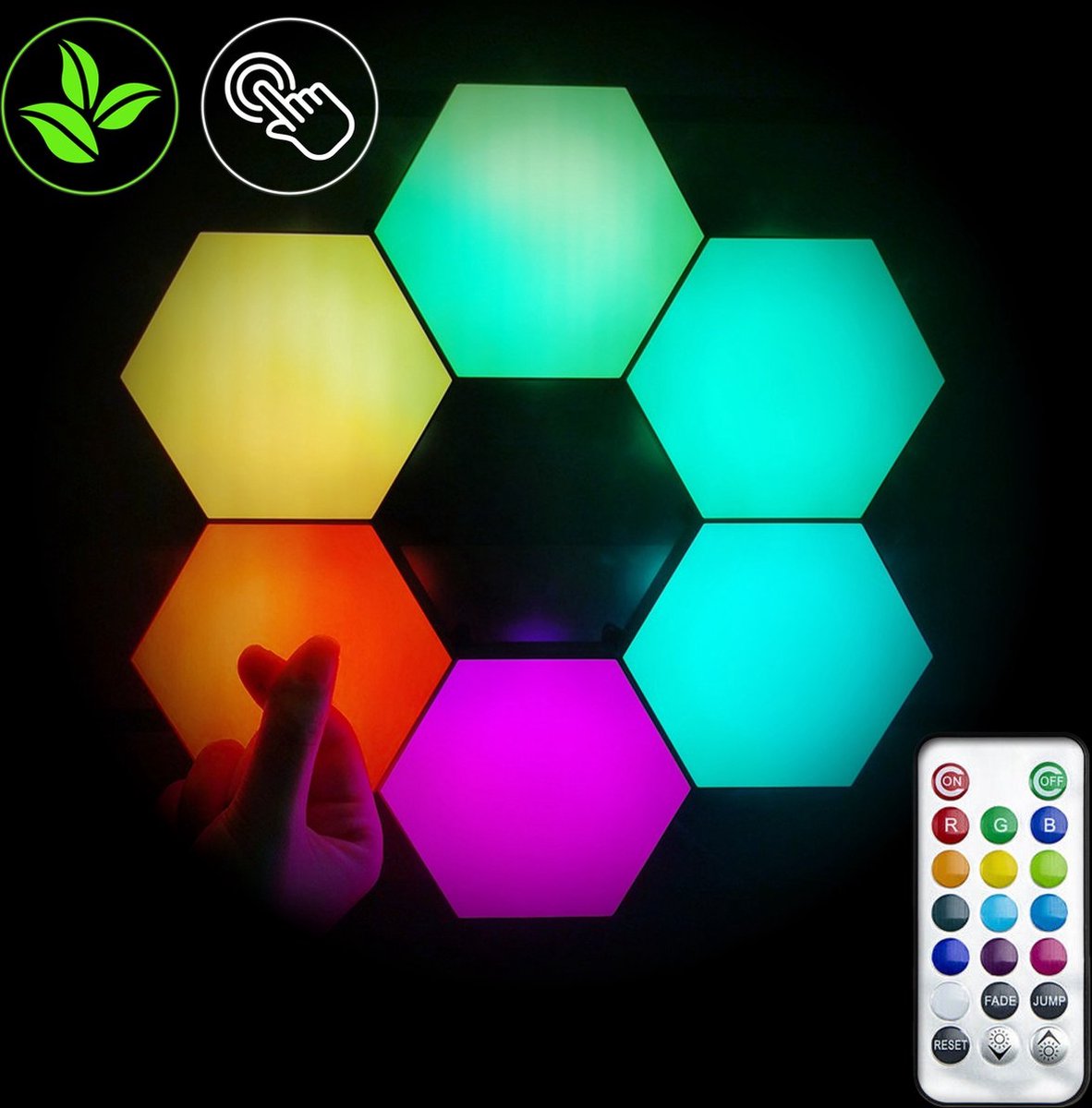 HappyLEDS® Hexagon LED Lights Touch Wandlamp Binnen RGB LED