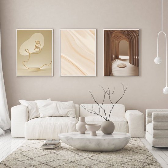 Modern Poster Set van 3 stuks 50x70cm (zonder frame) - Kunst aan de Muur - Wanddecoratie - Wall Art - Abstract - Wall Art