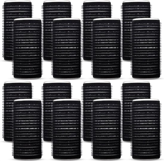 BeautyFit® - Kleefrollers 16 stuks - Heatless Curls - Krulspelden - Krulspelden Rollers - Krullen Zonder Hitte - Haar rollers Zelfklevend - Haarrollers - Krullers Zwart