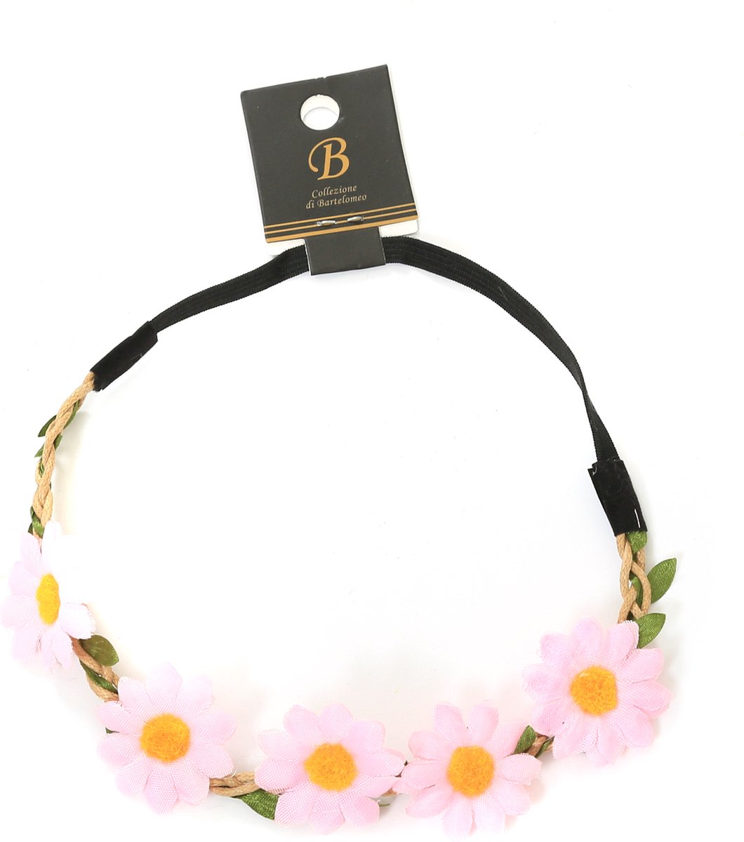 Haarbandje Bloemen - Hippie Hoofdband - Roze - Elastiek