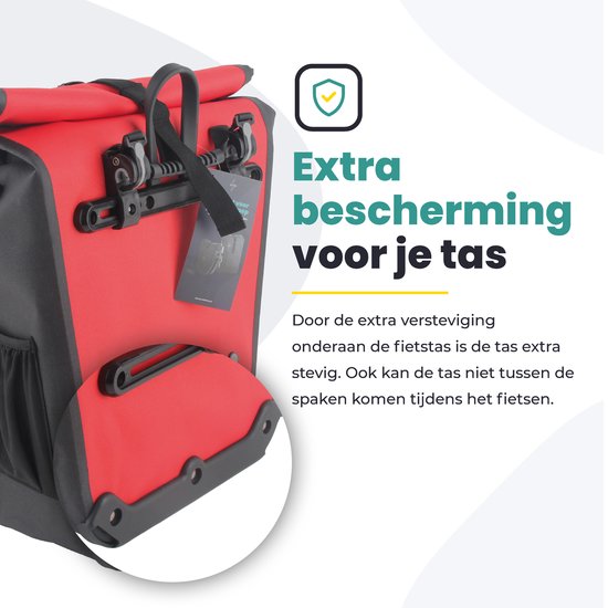 Voltano Luxe E-bike Fietstas 28L - Zwart / Rood - Pakaftas Met Laptop vak - 100% Waterdicht - Met Gratis Schouderband van Voltano — afbeelding 4