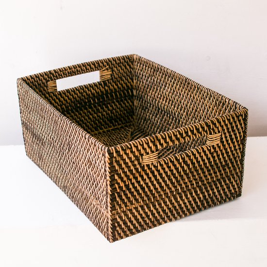 Rotan opbergmand donker - opbergdoos - opbergbox - 35 cm x 25 cm x 16 cm |  bol.com