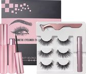 EHHBEAUTY - Magnetische Eyeliner En Magnetiche Wimpers - 3 Paar Nepwimpers - 3D Fake lashes - Inclusief Pincet- Natural