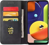 Smartphonica Samsung Galaxy A50s kunstleren hoesje met magnetische sluiting en pashouders book case - zwart / Kunstleer / Book Case geschikt voor Samsung Galaxy A50s