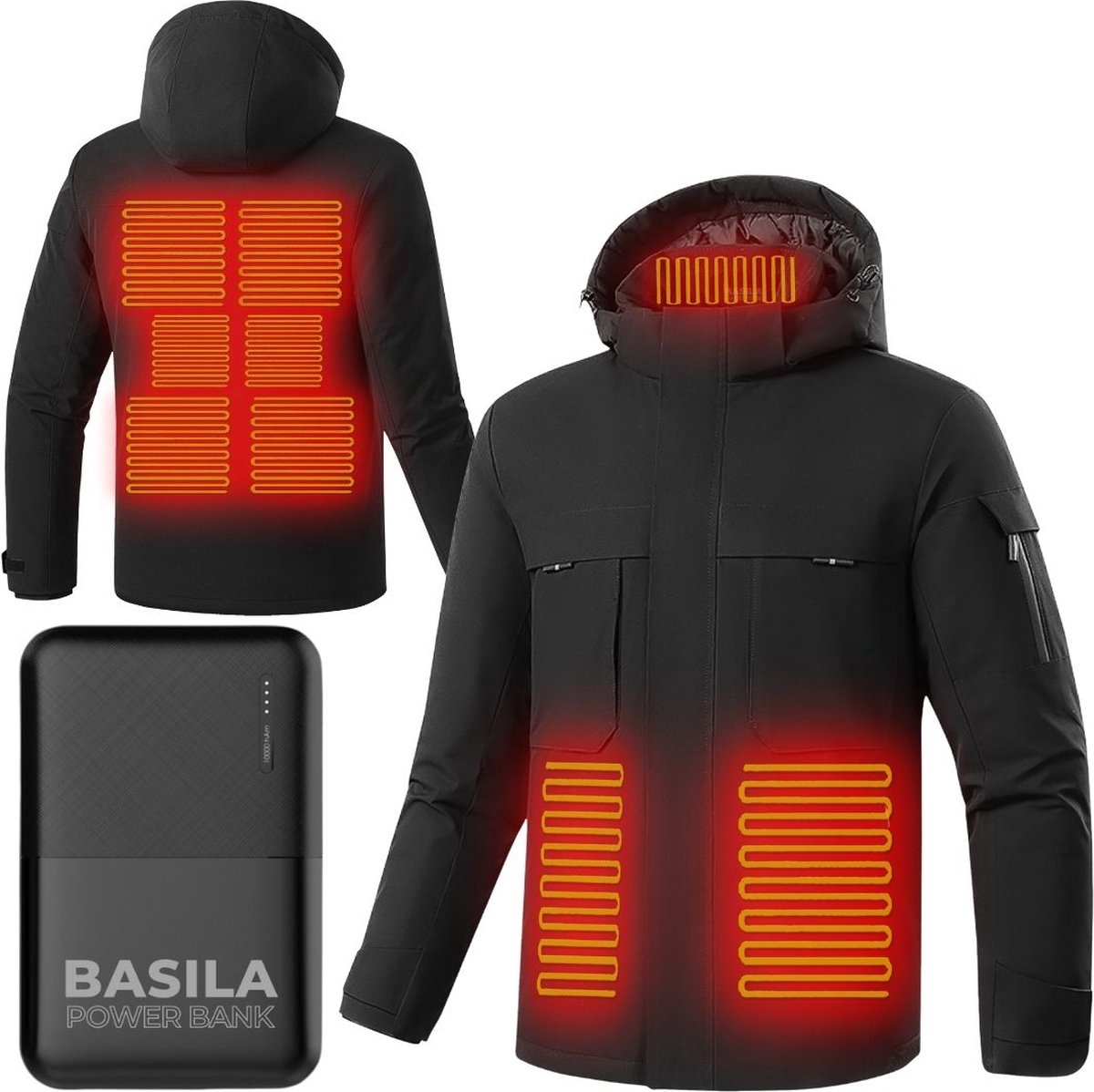 Basila® Verwarmde Jas met Powerbank - Waterdicht - L - 9 Zones - Heating Jacket - Elektrische kleding - Verwarmde Kleding