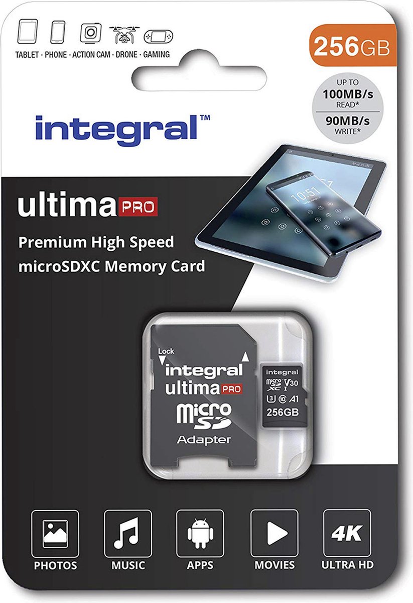 Integral Micro SD Geheugenkaart 256GB - Zwart