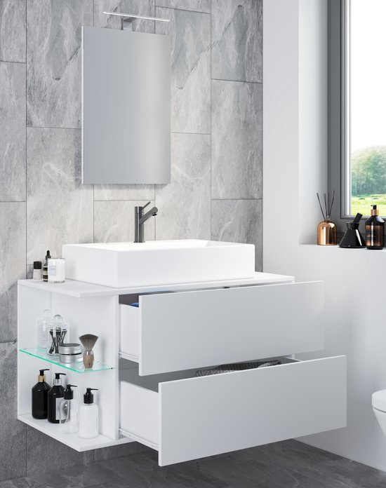 Mondiaz ERIN 100cm Badmeubelset Onderkast Kleur Urban Met 1 Lade En Witte Wastafel Midden Zonder Kraangaten 4 45414