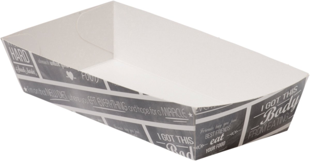 Bak - Karton/Kunststof - snackbak - 150x70x35mm - wit/grijs - 100 stuks