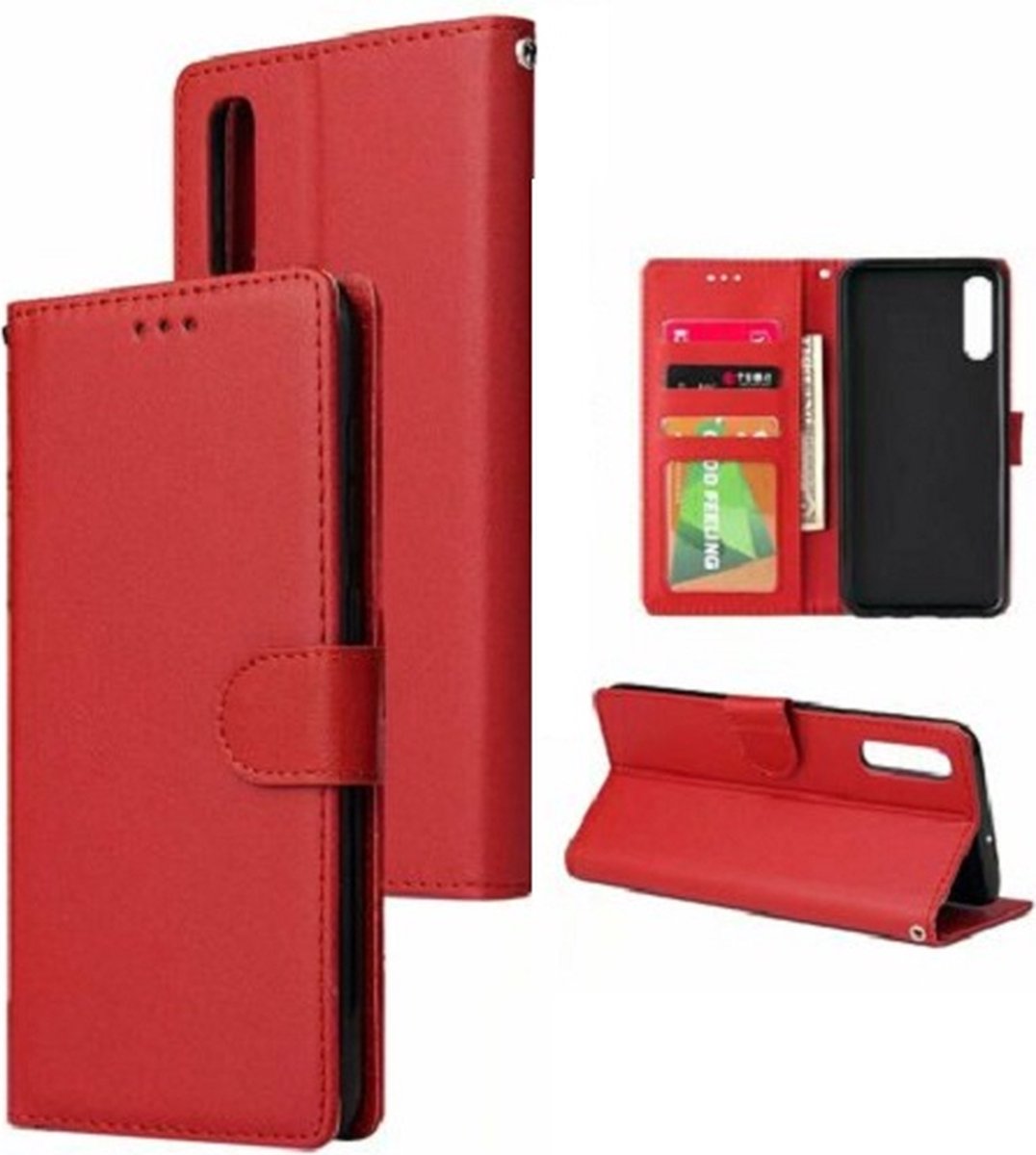 Samsung A70 Hoesje Met Pasjeshouder Bookcase Rood