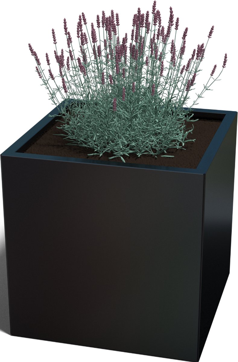 Gepoedercoat staal - plantenbak - Vierkant - 70x70x70cm - Antracietgrijs - Zonder bodem - MySteel