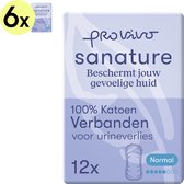 Sanature Pro Vivo Serviettes d'incontinence 100% coton normales pour peaux sensibles - 6 x 12 pièces