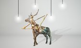 Fotobehangkoning - Behang - Vliesbehang - Fotobehang - hert (3D) - 450 x 270 cm