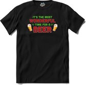 It's the most wonderful time for a beer - foute bier kersttrui - T-Shirt - Heren - Zwart - Maat L