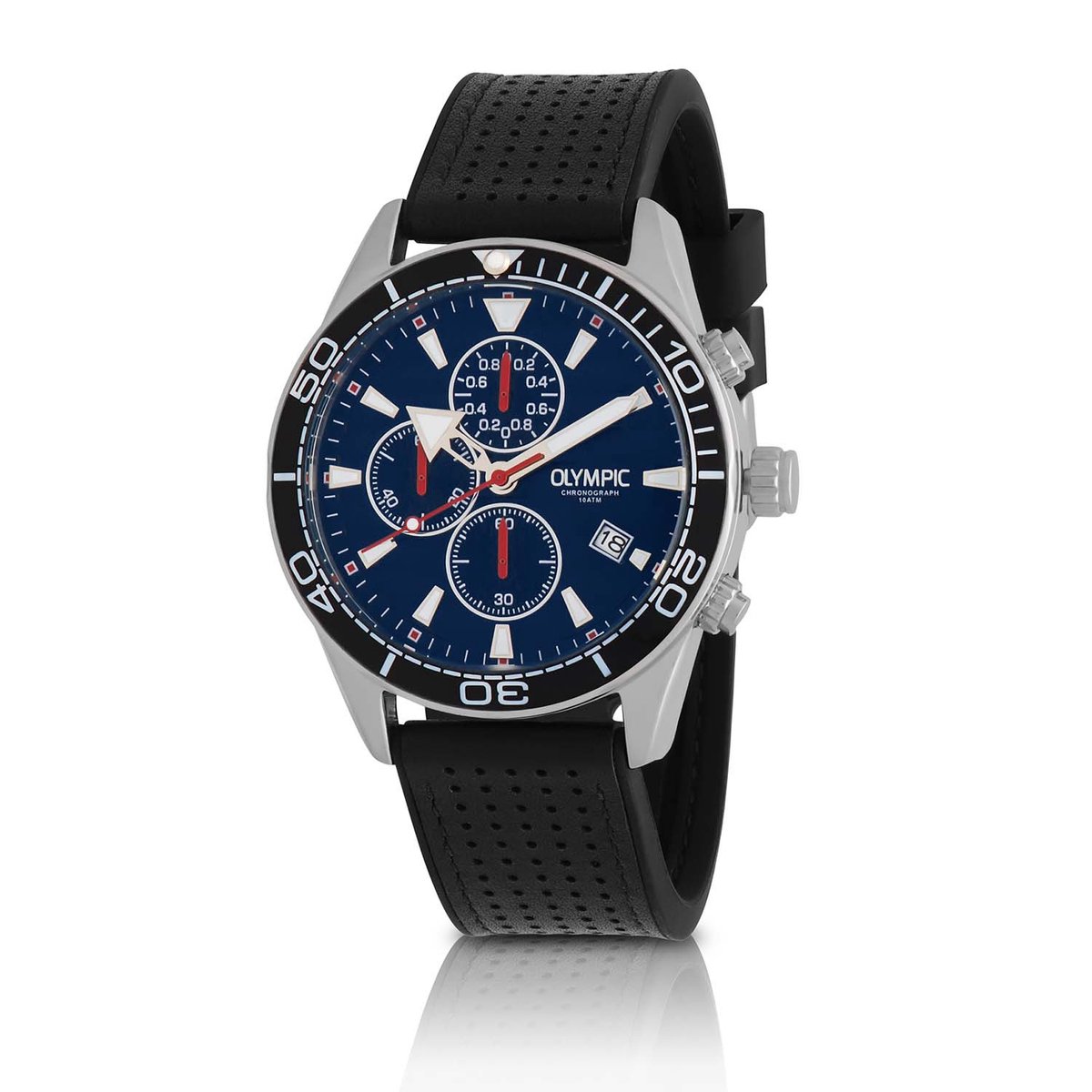 Olympic OL72HSL075 ADAM Horloge - Staal - Leer - Blauw