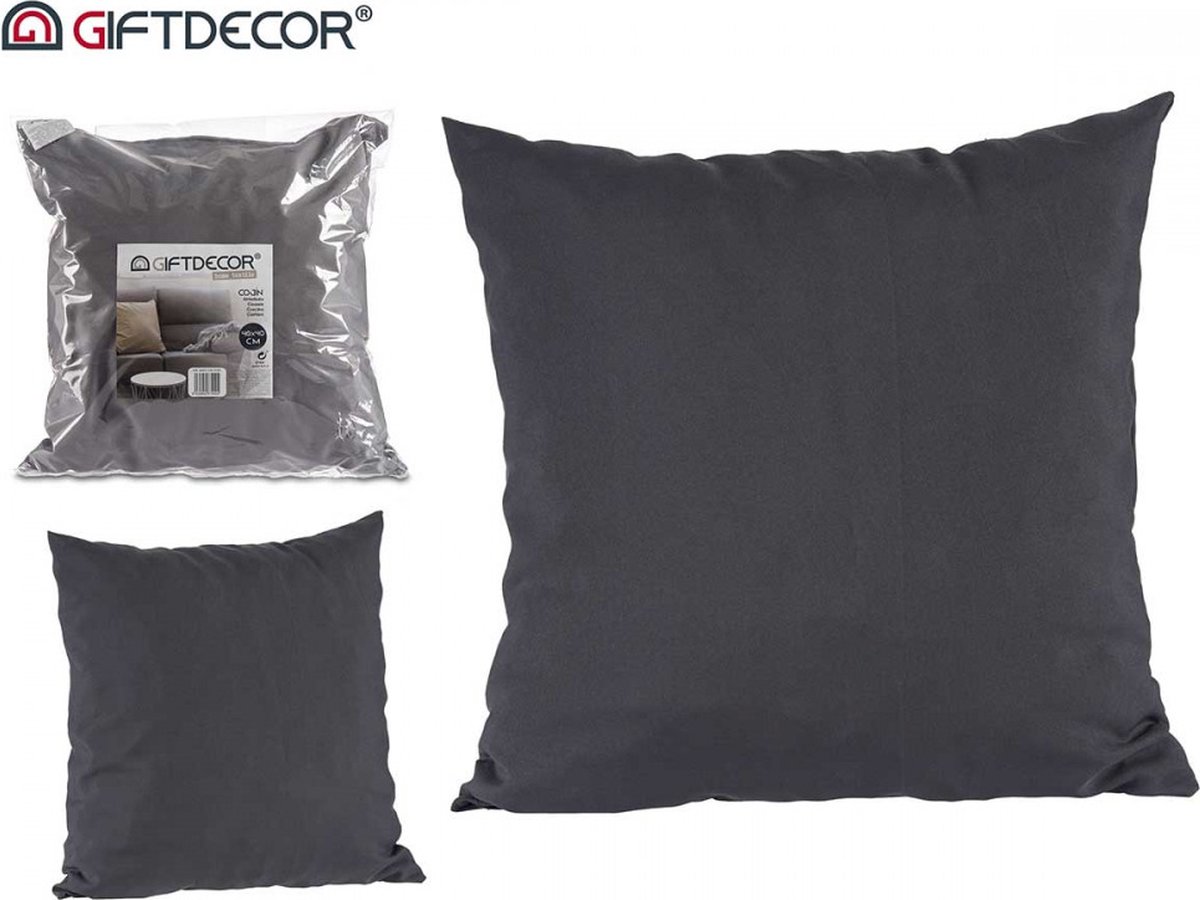 Giftdecor - voordeel set 2 sierkussens incl vulling - 40*40cm - donkergrijs