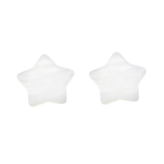 Parelmoeren oorbellen Little White Shell Star - oorknoppen - parelmoer - edelstaal - wit - ster