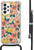 Casimoda® hoesje met koord - Geschikt voor Samsung A53 - Blossom - Afneembaar koord - Siliconen/TPU - Multi