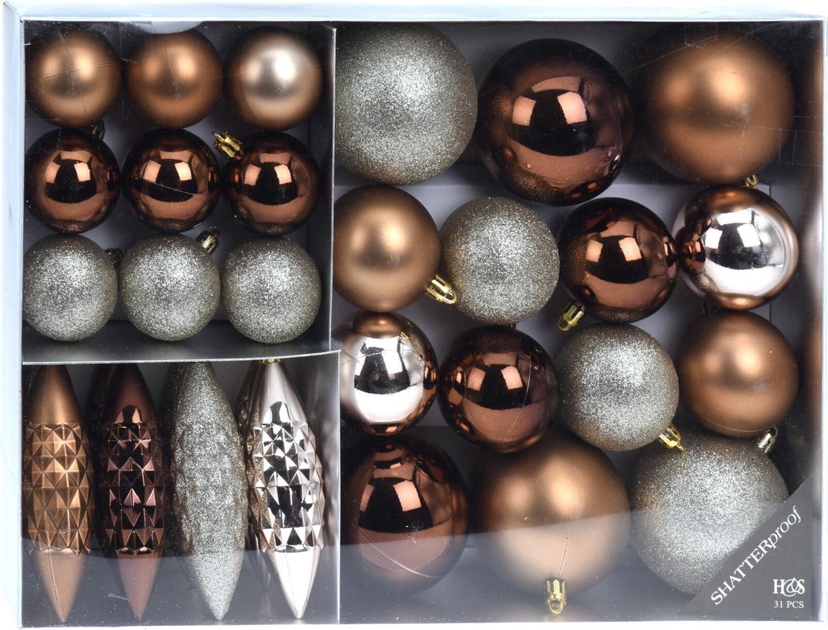 Kerstballenset 31 delig Amber - 31 stuks - Kerstbal - Kerstversiering - Home & Styling