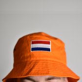 TechPunt Bucket Hat Oranje met Vlag - WK 2022 Qatar - 58cm Maat L