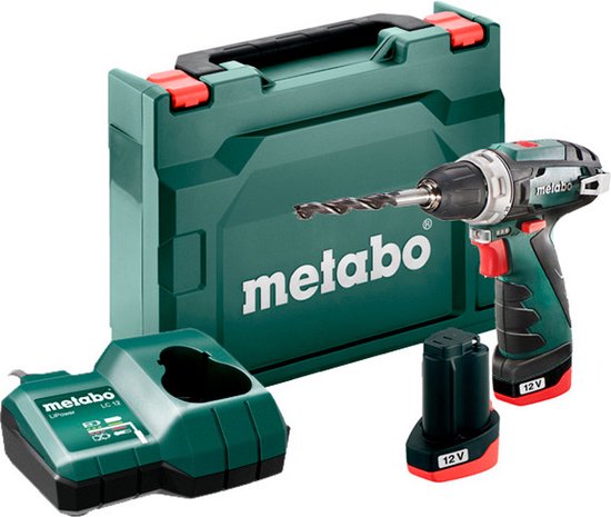Metabo POWERMAXX BS BASIC 600984500 Accu-schroefboormachine 12 V 2.0 Ah Li-ion Incl. 2 accus, Incl. lader, Incl. koffer