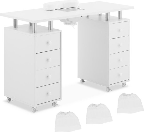 manicure tafel - 8 lades - 8 wielen - zuigkracht - physa