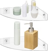 Navaris Doucherek zonder boren - Twee plaatssparende hoekplankjes - Zelfklevend badkamerrek - Voor shampoo, douchegel en zeep