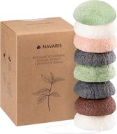 Navaris set de 8 éponges konjac - Éponges naturelles pour le nettoyage du visage - Nettoie les peaux matures, impures, sèches, sensibles et normales - Vegan