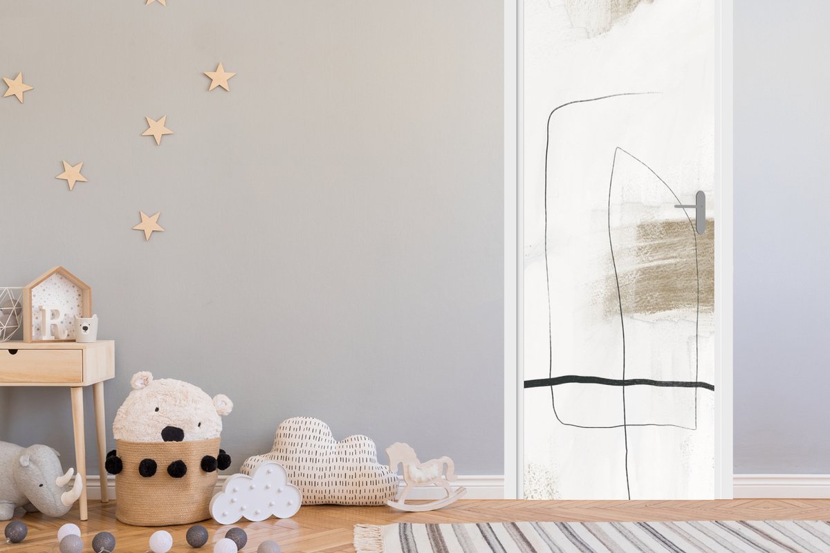 Deurposter 80x215 cm - Deursticker Verf - Minimalisme - Zwart - Meubelfolie zelfklevend - 