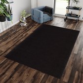 Tapijtenloods Soft Basics Wasbaar Effen Vloerkleed Zwart Hoogpolig- 160x220 CM