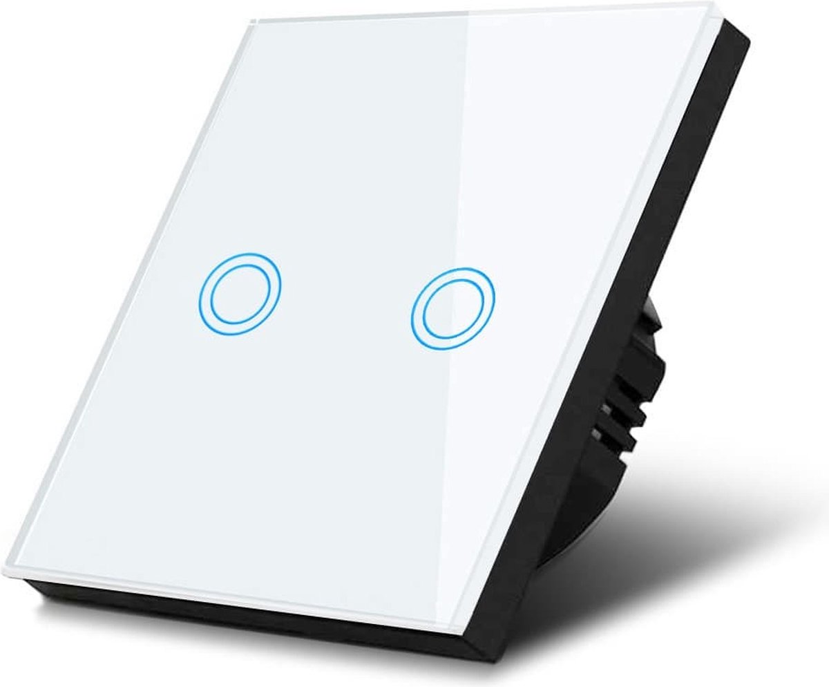 Wandschakelaar met verlichting - Tweevoudig - Touch bediening - Wit