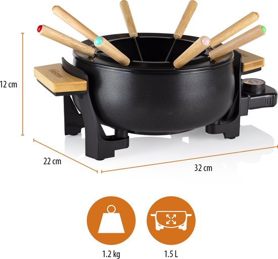 Tristar Fondueset Elektrisch FO-1108 - 1000W - 1,5L voor 8 personen - Incl 8 fonduevorkjes — afbeelding 4