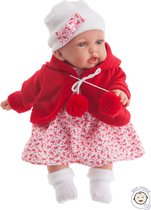 Antonio Juan mini babypopje met geluid in rode kleding 26 cm