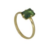 Cadeau voor haar - Victoria Cruz A4380-53DA Zilveren Ring met Gekleurde Kristal - 8x6mm - Groen - Maat 56 - Zilver - Verguld/Goud op Zilver