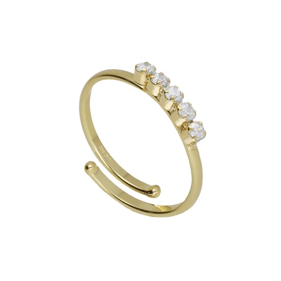 Cadeau voor haar - Victoria Cruz A4362-07DA Zilveren Ring met Kristal Steentjes - Maat 54 - 2,5mm - Zilver - Verguld/Goud op Zilver