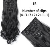 New Age Devi - Extensions de hair à clips 18 Clips set 61 cm Long bouclé - 1# Dark Zwart - Dark Black